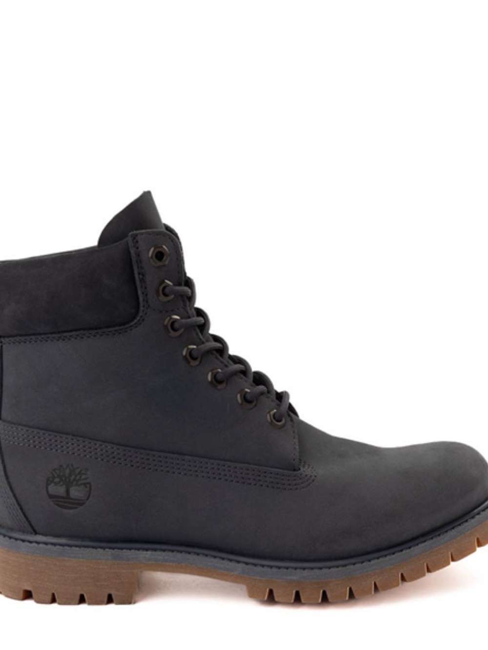 Timberland Men's Black Nubuck Lace-Up Work Boot with Brown Lug Sole